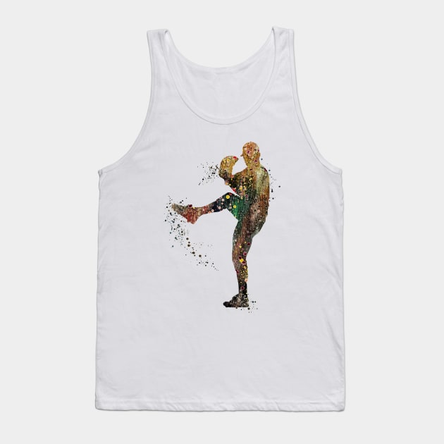 Baseball Pitcher Boy Watercolor Silhouette Tank Top by LotusGifts